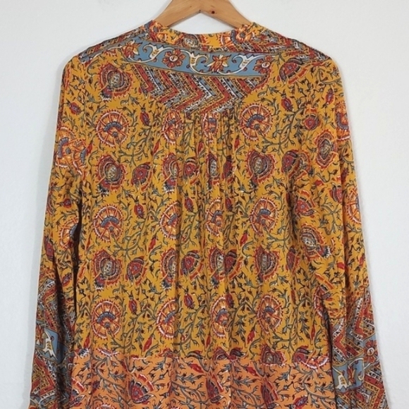 Anthropologie TINY Ismelda Tunic Dress Floral Yellow Printed Long Sleeve Small - Picture 7 of 16